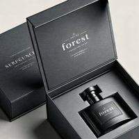 Boîte cadeau en papier écologique Forest Packing, impression personnalisée pour emballage avec logo, style livre, pour une seule bouteille de parfum, noir mat