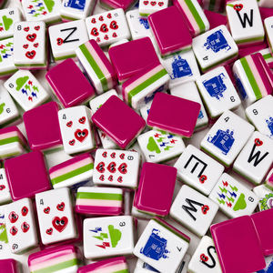 Tuiles de Mahjong Américaines Cartoon Crew, Ensemble de 160, Motifs Cœur Rouge, Dragon, Nuage, Fleur, En Stock, Personnalisation OEM/ODM - Product Image 4