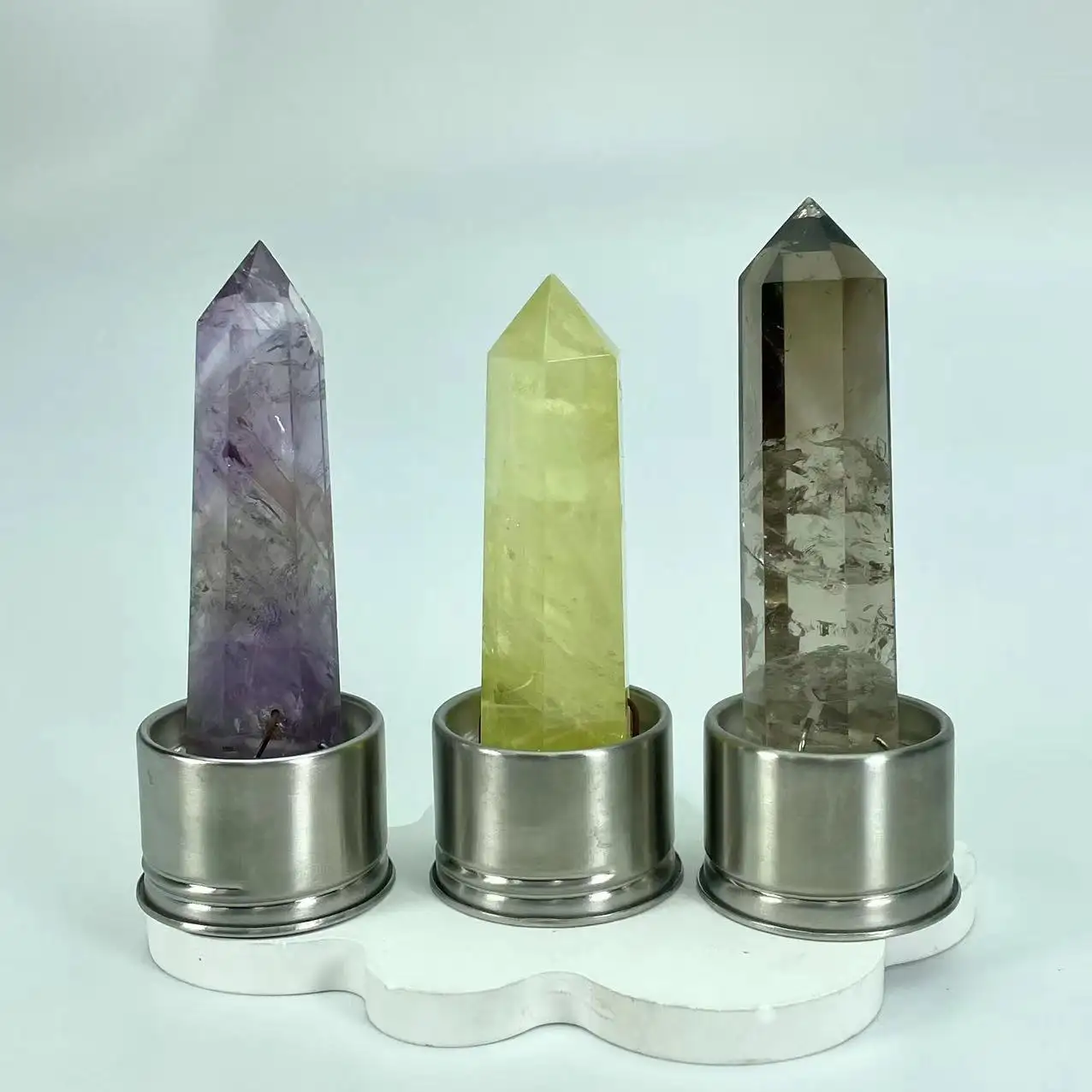 Recién llegados inserto de cristal espiritual piedras curativas natural ahumado amatista citrino inserto de cristal de cuarzo para regalo