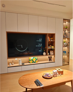 Console <span class=keywords><strong>TV</strong></span> murale personnalisable, rendu 3D CAD, meuble multimédia de luxe pour salon, <span class=keywords><strong>support</strong></span> <span class=keywords><strong>TV</strong></span> pour téléviseurs de 65 pouces et plus - Product Image 4
