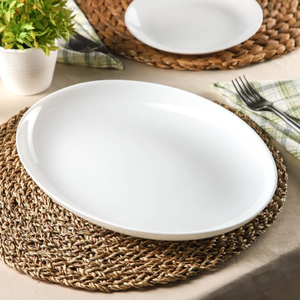 Plato de cerámica redondo curvo | Vajilla vietnamita artesanal | Vajilla artesanal rústica - Product Image 5