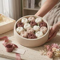Bougie parfumée de luxe à combustion longue durée en forme de fleur, faite à la main, en cire de soja, dans un grand bol, pour la décoration de la maison, cadeau