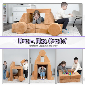Canapé modulaire pour enfants en blocs de construction, 55 pouces, mobilier de jeu souple pour la maison, avec rembourrage en mousse haute élasticité - Product Image 5