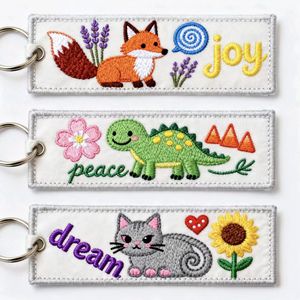 Llaveros de Acero Inoxidable al por Mayor, Ajustables, con Logotipo Personalizado Bordado, con Tela de Poliéster, Colores Personalizados - Etiquetas y Anillos para Llaves - Product Image 4