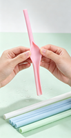 Pailles en silicone pliables et écologiques en gros avec étui et accessoires de nettoyage pour bar