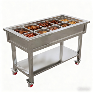 Chariot intégré de préparation et de drainage avec table de préparation en acier inoxydable 304 argenté pour les magasins de plats mijotés - Product Image 1