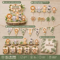Décoration de gâteau personnalisée animaux de la savane, topper écologique pour cupcakes sur le thème de la jungle pour baby shower et fêtes d'anniversaire d'enfants