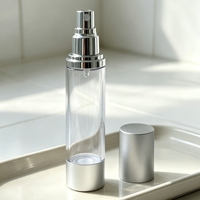 Flacon pulvérisateur sans air en argent mat, emballage cosmétique sous vide pour liquides de soin de la peau