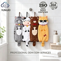 Serviette de toilette suspendue en polaire corail, forme animale, absorbante, pour cuisine et salle de bain, cadeau pour enfants et adultes, design original