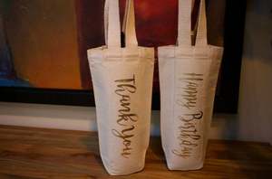 Sac fourre-tout en toile de coton personnalisé avec nom, bouteilles de vin et de champagne, emballage en vrac, impression de logo personnalisé, motif rayé, sacs de shopping - Product Image 2