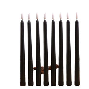 Wholesale Set 2 Flameless <strong>White</strong> Flickering Real Wax Electric LED <strong>Taper</strong> <strong>Candles</strong> Moving Flame Halloween Ramadan Birthdays Decor - Product Image 5