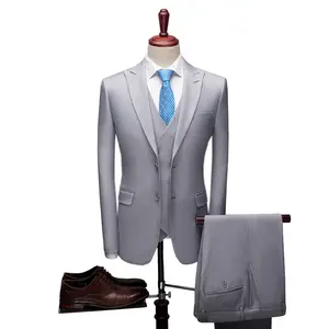 Costumes de mariage gris clair pour hommes, 3 pièces au design professionnel personnalisé, pour marié