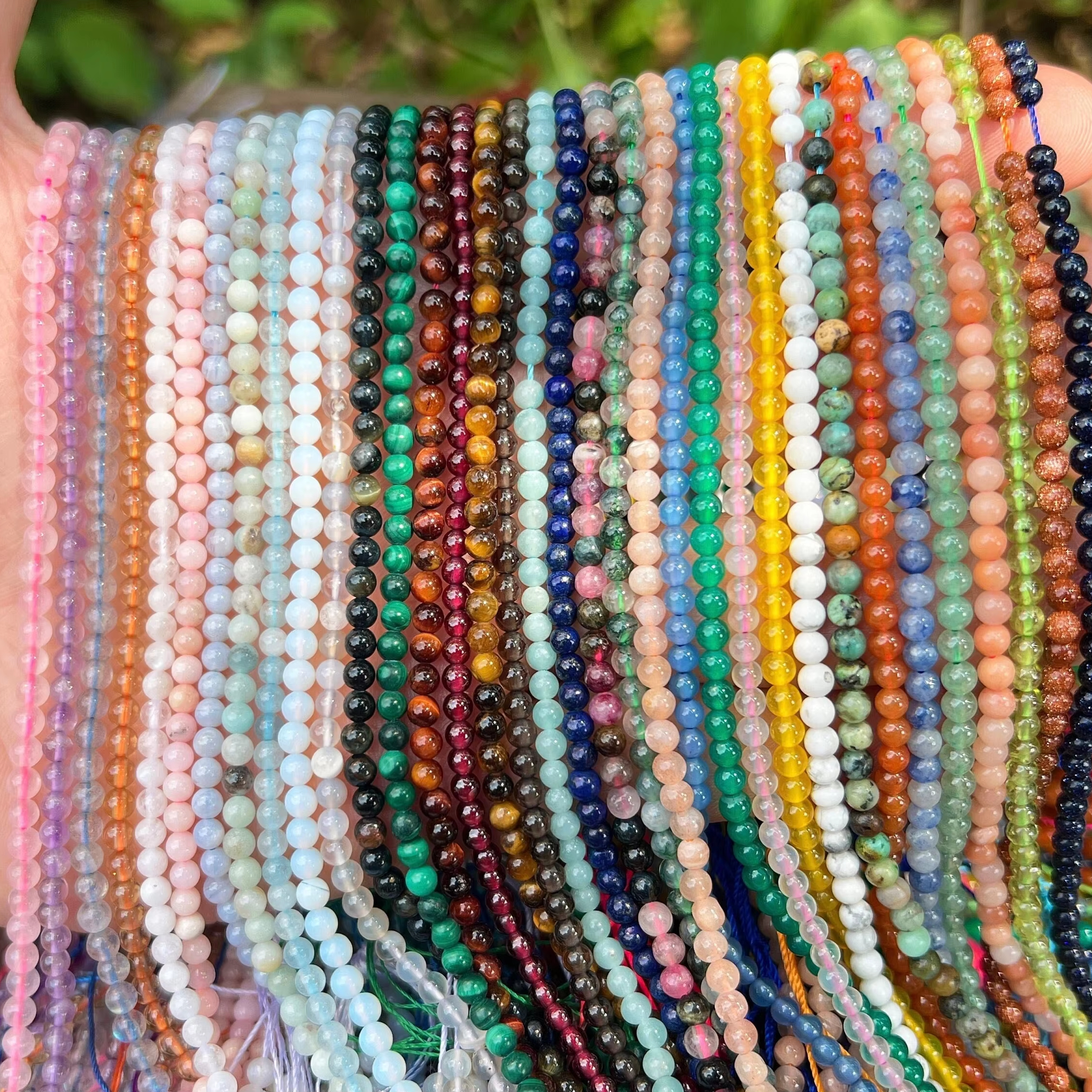 Natural Gemstone Round Beads 2mm/3mm/4mm Smooth Round Beads Amethyst/Rose Quartz More Choose Round Beads for Jewelry Making