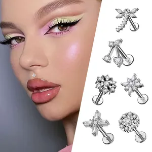 Toposh fleur g23 pousser dans sans fil Rock bijoux accessoires Cartilage boucle d'oreille titane piercing astm f136