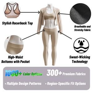 夏季户外健身服3件套跨界裸体感觉瑜伽配漂亮背部运动文胸 & 快干短裤 - Product Image 2