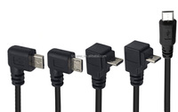 Kabel Data dudukan Panel pria ke wanita, USB mikro atas bawah kanan kiri 90 derajat sudut laki-laki ke perempuan 0.3m tahan air untuk komputer ponsel