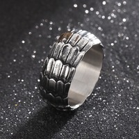 Bague pour homme en acier motif écailles de dragon, anti-ternissement, finition mate rétro effet vieilli, large, style hip-hop