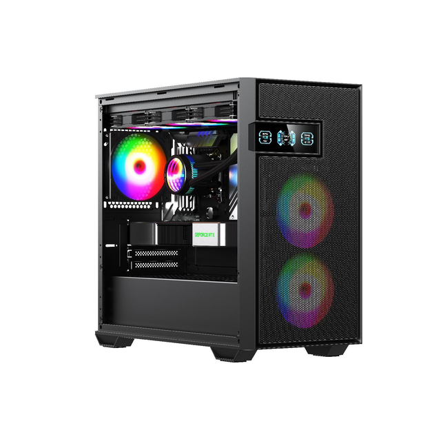 Hot Selling Computer Casing Pc Tempered Glass With Hinge Computer Gaming Case With Digital Display Design