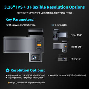 Cámara de salpicadero para <span class=keywords><strong>coche</strong></span>, 3 cámaras, 4K, Wifi, GPS, 4G, vigilancia de conducción, grabación de vídeo, seguridad del vehículo, cámara de salpicadero con rastreador GPS - Product Image 2