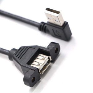 Cable de Extensión USB 2.0 Macho a Hembra para Montaje en Panel con Tornillo de Bloqueo, Cable de Datos de Carga Rápida para Computadora - Product Image 1