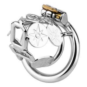 FRRK-316A Jaula de Castidad Masculina con Diseño Fantasía, Juguetes Sexuales para Hombres, Ejercicio del Pene, Anillo para Pene Redondo/en Forma de Arco, Producto de Abstinencia - Product Image 3