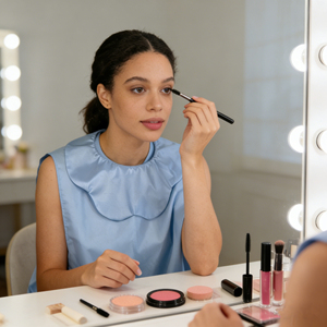 Delantal de Maquillaje de Seda de Lujo para Adultos, Delantal Cosmético de Satén Brillante, Impermeable, Protector de Cuello para Belleza, Reutilizable, Accesorio para Maquilladores - Product Image 1