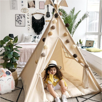 Haute qualité enfants enfant en bas âge cadeau jouet tipi tente tissu enfants intérieur jouer jouet tente avec tapis lumineux