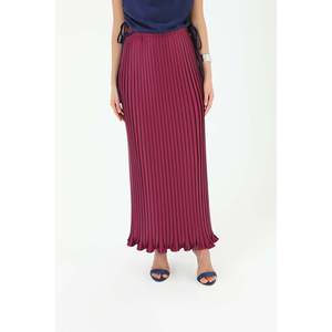 Jupe longue plissée élégante pour femme en satin, taille normale, 100 % polyester, finition brillante 31916ETK - Product Image 1