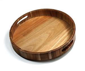 Étagère à épices rotative en bambou, plateau de service rond rotatif, comptoir en bois d'acacia, plateau tournant Lazy Susan, organisateur avec poignée - Product Image 1