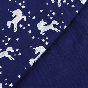 Nouveau tissu à bulles organique 100% coton brillant feuille impression spéciale paillettes brillantes dorure or argent schéma de couleur pour les femmes - Product Image 5