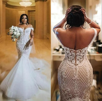 Robes de mariée sirène africaines blanches champagne taille plus à manches courtes et épaules dénudées personnalisées 2022
