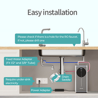 Sistema de Filtro de Agua por Ósmosis Inversa sin Tanque, Debajo del Fregadero, con Pantalla TDS, Cambio Rápido, Purificador de Agua RO de 3 Etapas para el Hogar