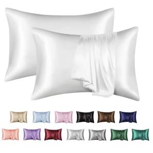 Vente en gros de taie d'oreiller en satin de soie pour dormir avec logo personnalisé taie d'oreiller de couleur unie avec fermeture d'<span class=keywords><strong>enveloppe</strong></span> - Product Image 1