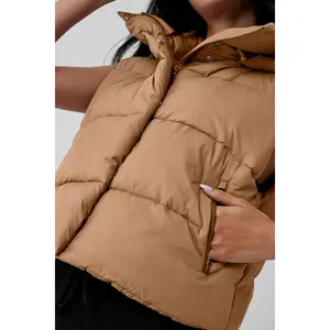 Customized High Quality Women's Winter Puffer Down Vest Casual Quilted Sleeveless Jacket Duck Down Hooded Vest Coat