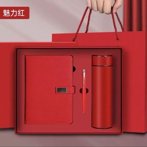 Promotion Company Logo and University Graduation Souvenirs Leather Cover Customized A5 <b>Notebook</b> and Thermos Cup Gift Box <b>Set</b> - Product Image 2