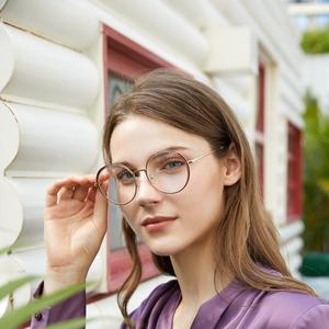 2025 thiết kế mới kích thước lớn vòng retro thép không gỉ kim loại khung quang học Chống ánh sáng màu xanh UV 400 máy tính kính mắt cho phụ nữ - Product Image 4