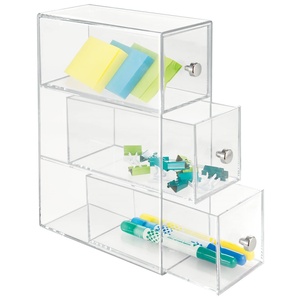 China Yageli Factory Wholesale Transparent Acrylic Desk Organizer Storage <b>Box</b> Drawers Custom Logo Silk-Screen Printing Custom - Product Image 1