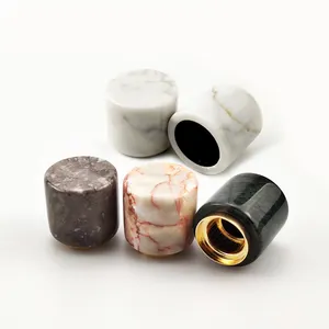 new fashion 15 mm eco friendly unique grain cylinder square natural cover marble cap resin lid for perfume bottle package