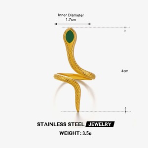 18K Gold Plated Stainless Steel Snake Shaped <b>Opening</b> <b>Ring</b> Classic Oil-drop Charm for Engagement Elegant Serpentine Shape Jewelry - Product Image 5