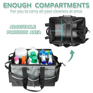 Sac de rangement portable pour produits de nettoyage, organisateur d'accessoires avec poignée, bretelles et séparateur amovible - Product Image 3