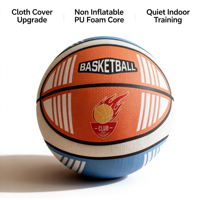 Ballon d'entraînement intérieur 2026 en tissu cousu, amélioré, sans flocons, durable, léger, avec logo personnalisé, OEM ODM RTS, mousse PU silencieuse, jouet sportif