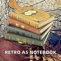 Cuaderno de Papel con Tapa Dura y Encuadernación Térmica A5 de Estilo Europeo Retro, Diario para Estudiantes Universitarios, Bloc de Notas Portátil, Libro Mágico