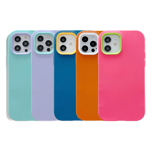Simple Solid Color Silicone <strong>Double</strong> Frame Shockproof Protection Phone <strong>Cases</strong> for iPhone 11 12 13 Pro Max <strong>Case</strong> Phone - Product Image 2