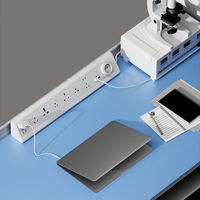 Multiprise coulissante de bureau de qualité supérieure, norme européenne 16A, avec ports USB Type C (normes allemande et russe) pour îlot de bureau