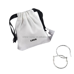 Custom White <b>Canvas</b> <b>Drawstring</b> Pouches Cover Cotton <b>Bags</b> Jewelry Party for Dust Gifts - Product Image 1