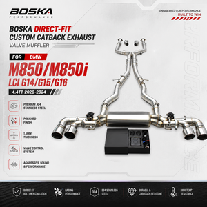 Silencieux d'échappement Catback à montage direct pour BMW M850/M850i LCI G14/G15/G16 4.4TT 2020-2024 Boska en acier inoxydable 304 poli - Product Image 1