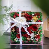 Geconserveerde roos cadeaudoos vierkante acryl doos eeuwige bloem voor Valentijnsdag bruiloft vriendin cadeau