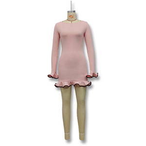 <strong>Hot</strong> Women's Autumn Long Sleeve Ruffle Wave Slim Fit Dress Sexy Tight Solid Color Knit Short Dress - Product Image 6