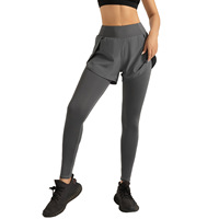 Pantalon de yoga deux pièces pour femme, taille haute, élastique, anti-transpiration, effet push-up, avec poches, idéal pour le fitness et la course à pied