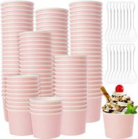 Gobelet en papier kraft pour crème glacée, à paroi simple, imprimé avec un logo personnalisé, biodégradable, de qualité alimentaire, jetable